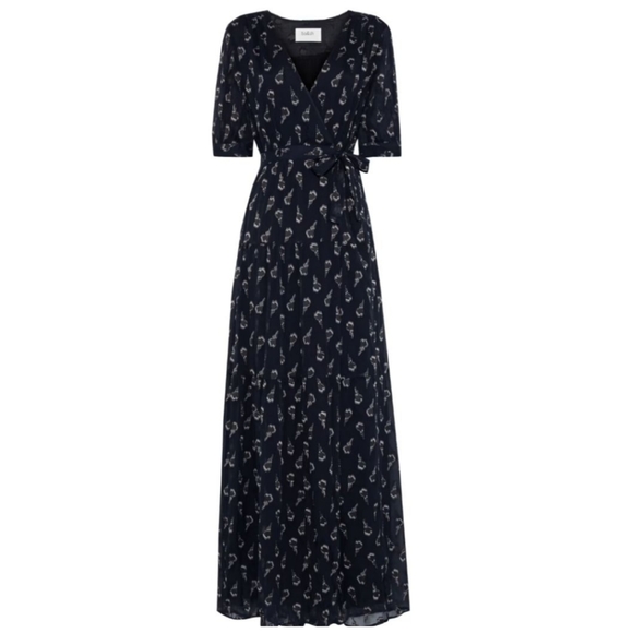 ba&sh Madonna Dress Silk Maxi Wrap small 4 black - Picture 9 of 10